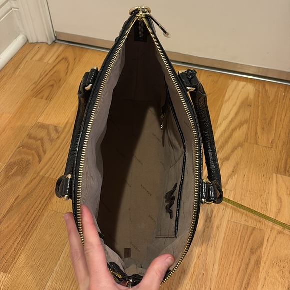 BRAHMIN- Duxbury Satchel Black Croc Embossed Handbag - Picture 8 of 13